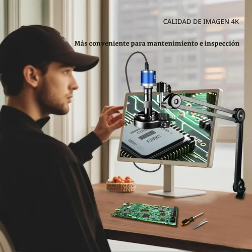 Vista 6 de NICE-POWER Microscopio Digital, Cámara de Microscopio de Video Industrial HDMI Tipo-C/USB de 48MP 4K 1080P, Lente C-Mount de Zoom 150X, Soporte