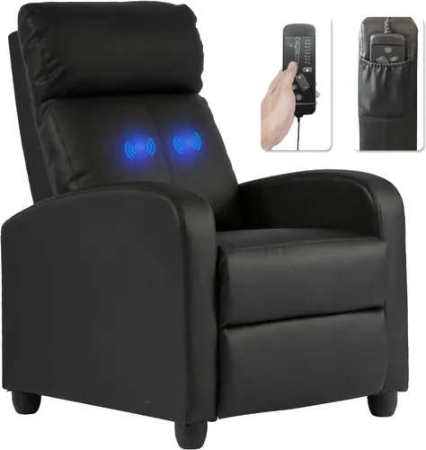 Vista 17 de BestMassage Silla reclinable con función de masaje de 2 puntos Cuero sintético marrón con soporte lumbar, empuje ajustable hacia atrás, PU