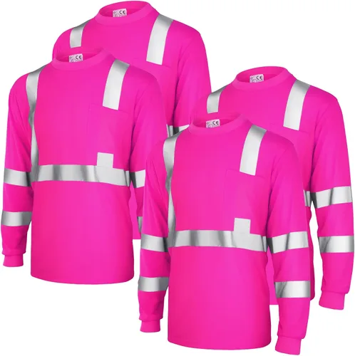Vista 11 de Amylove 4 piezas de camisa de seguridad de manga larga reflectante de alta visibilidad, camisas de trabajo de construcción para hombres y mujeres