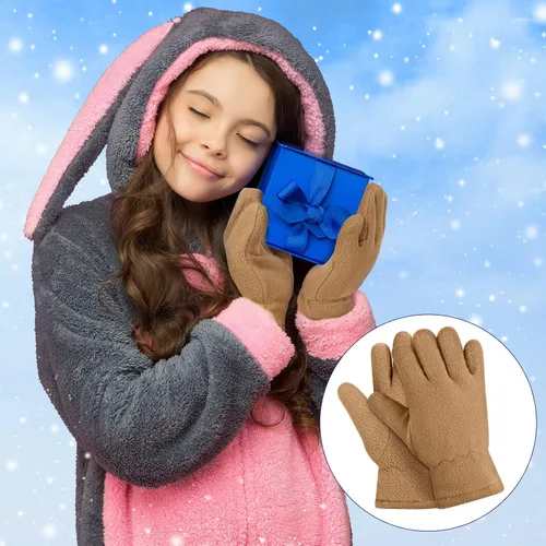 Vista 7 de SATINIOR 3 pares de guantes de invierno de forro polar para niños, guantes cálidos de dedos completos para niños, niñas, niños, suministros