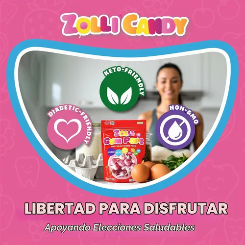 Vista 5 de Zollipops GUM Popz - Bolsa resellable de 5.6 onzas, disfruta de una explosión de sabor con goma de mascar en una práctica bolsa resellable