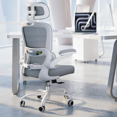 Vista 19 de TRALT Silla ergonómica de oficina, silla de escritorio con reposacabezas ajustable, silla de computadora de soporte lumbar, silla cómoda de malla