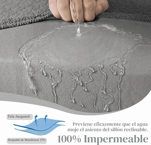 Vista 4 de Fundas de sofá reclinable seccional 100% impermeables para sofá reclinable en forma de L, funda de sofá modular de esquina en forma de L, fundas