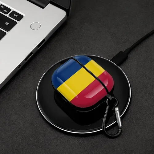 Vista 4 de Funda protectora con Bluetooth de cuerpo completo de la bandera rumana para AirPods 3, funda con llavero impreso completo