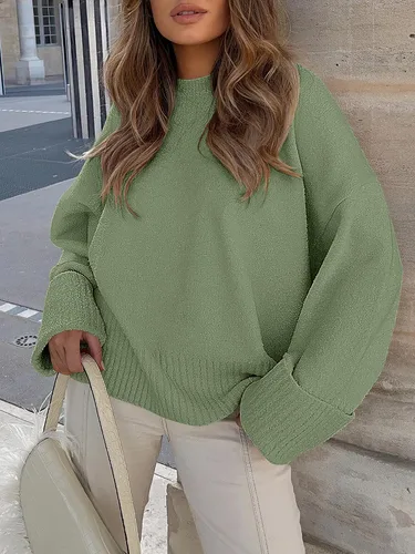 Vista 66 de LOGENE Suéter de gran tamaño para mujer, cuello redondo, manga larga, suave, mullido, suéter de punto 2025 para otoño e invierno