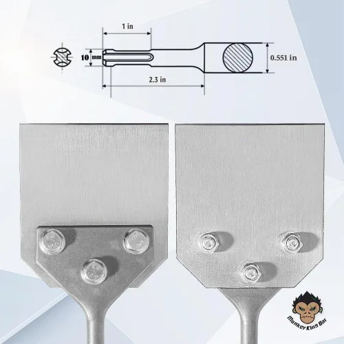 Vista 3 de Monkey King Bar - Sds Plus Bits de 4 pulgadas de ancho - (4 x 10 pulgadas) SDS Plus - Rascador de piso de mango corto con quita Thinset compatible