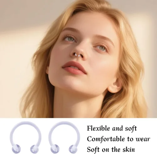 Vista 5 de Penitue 38 piezas de retenedores transparentes para piercing, joyería de retención para aretes, pezón, nariz, vientre, lengua, labret, ceja, labio