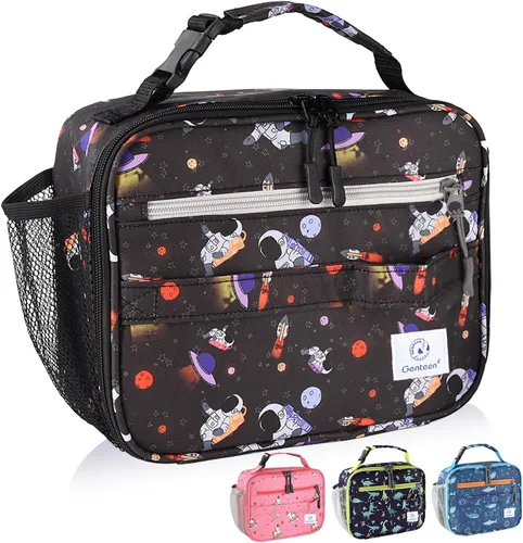 Vista 11 de Genteen Paquete de 2 bolsas de almuerzo suaves aisladas con doble cremallera, resistente, congelable y reutilizable para niños, hombres