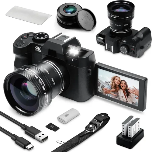 Cámara digital para fotografía, cámara fotográfica de video con enfoque automático de 48 MP con WiFi Auto-Focus Vlog Cámara para YouTube con