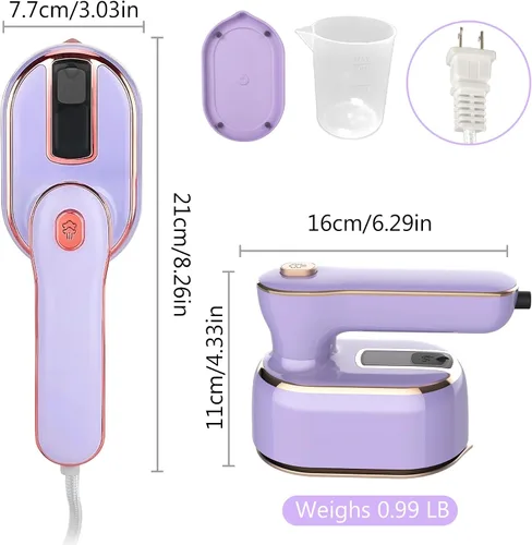 Vista 3 de Vaporizador portátil de mano para ropa, planchado y vapor 2 en 1, giratorio de 180°, multidireccional, mini vaporizador de viaje, adecuado para ropa