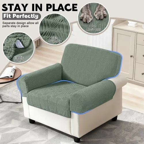 Vista 4 de VANSOFY Fundas de cojín para sofá seccional, Fundas de cojín de sofá de jacquard elásticas, Fundas protectoras lavables para muebles de sofá