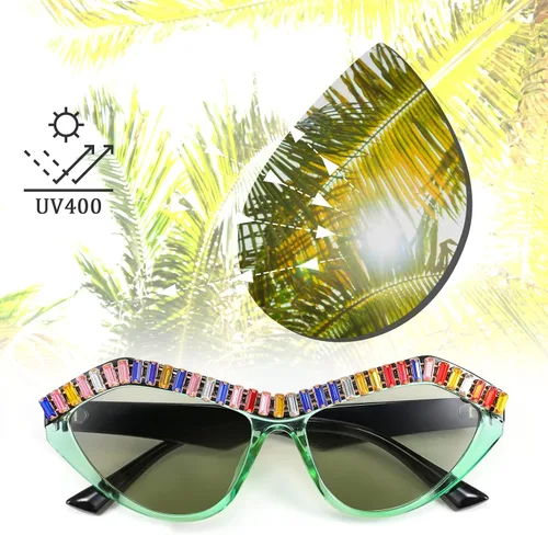 Vista 2 de FEISEDY Moda ojo de gato diamante gafas de sol mujeres retro vintage Cateye marco plástico B2302