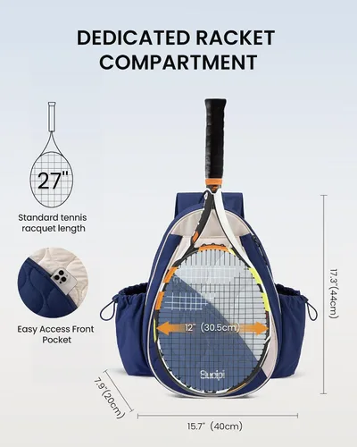 Vista 3 de Mochila de tenis Sucipi para mujeres y hombres, mochila para raquetas de tenis resistente al agua y lavable a máquina, bolsa deportiva ligera