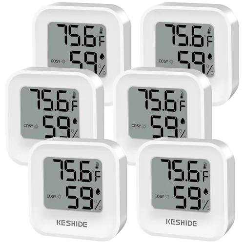 Vista 8 de Termómetro higrómetro digital para temperatura ambiente, medidor de humedad, termómetro interior, calibración de precisión, sensor de temperatura