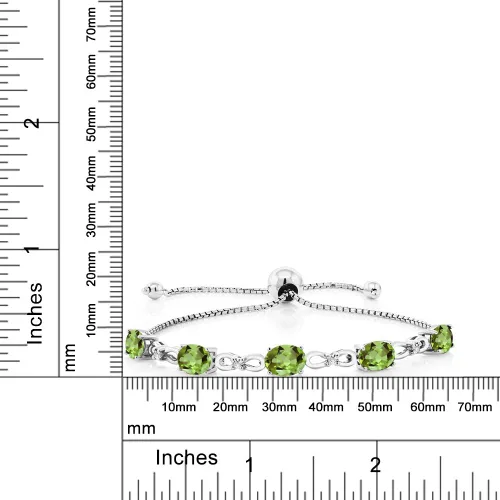 Vista 8 de Gem Stone King Pulsera de tenis de diamantes cultivados en laboratorio con piedra natal de 3-6 quilates para mujer, plata de ley 925, ovalada