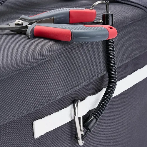 Vista 8 de Plano Bolsa de aparejos de pesca de vanguardia para fines de semana, base impermeable moldeada, almacenamiento espacioso, mangas de herramientas