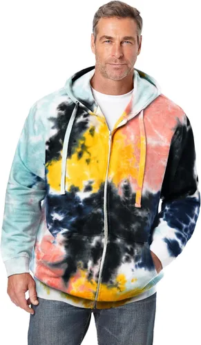 Vista 10 de KingSize - Chaqueta de forro polar con capucha y cremallera frontal para hombre Negro