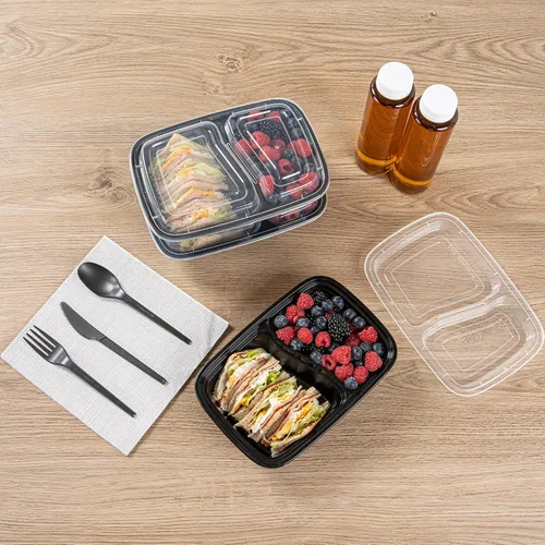 Vista 8 de Asporto - Cajas para llevar con compartimentos de 32 onzas, 50 recipientes para preparar comidas para microondas, 2 compartimentos, con tapas