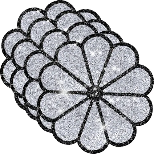 Vista 18 de Juego de 1 mantel individual redondo en negro, manteles individuales brillantes resistentes al calor, lavables, para cena, cocina, boda, decorativos