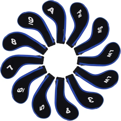 Vista 6 de Andux 12 unids/set Golf Iron Club Head Covers Número impresión cuello largo con cremallera with Zipper Closure Number Print Coloured Piping