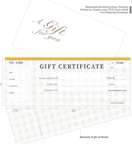 Vista 3 de Tarjetas de certificados de regalo en blanco con sobres 25set -Modern Line- Cupones, Vales para Negocios