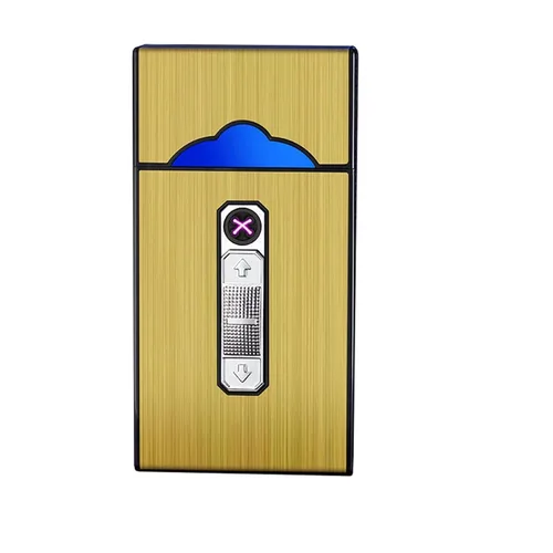 Vista 9 de Caja de cigarrillos de aluminio con encendedor eléctrico, encendedor USB recargable, regalo para mujeres, hombres, padre, madre (negro)