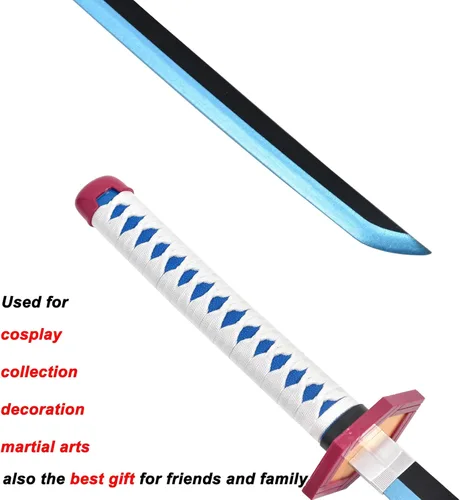 Vista 4 de Demon Slayer Sword Anime Sword 41inch - with Belt - Zenitsu Sword & Tanjirou Sword & Rengoku Sword - Various Styles Available