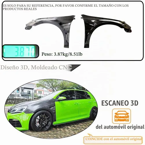 Vista 3 de Ventilación lateral de fibra de carbono para Volkswagen VW Golf MK6 GTI R20