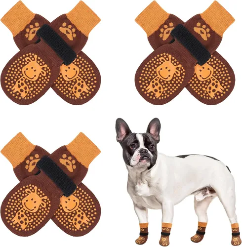 Vista 60 de SCENEREAL 6 piezas de calcetines antideslizantes para perros para prevenir lamido de patas para pavimento caliente/frío, calcetines de agarre