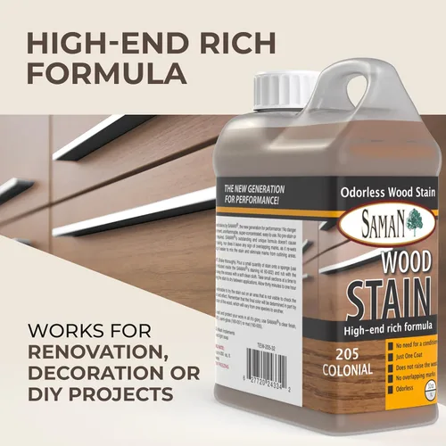 Vista 2 de SamaN Tinte interior para madera a base de agua, tinte natural para muebles, molduras, paneles de madera, gabinetes (colonial TEW-205-32, 32 oz)