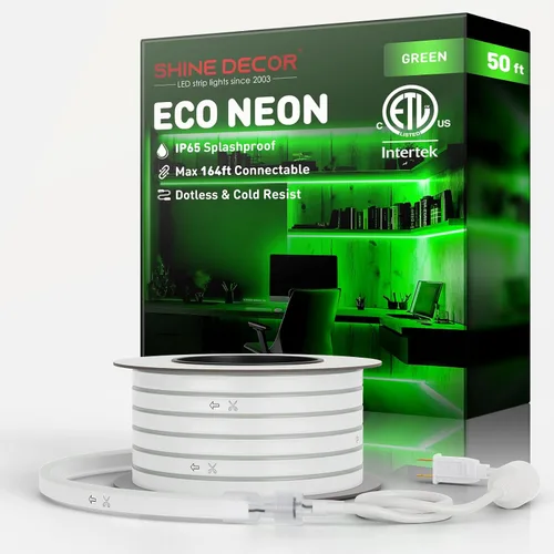 Vista 29 de Shine Decor Tira de luces LED AC 120V, cuerda de neón eco de 120 LED/m sin puntos, conectable y cortable, IP65 impermeable y resistente al clima