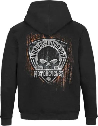 Vista 2 de Harley-Davidson Corrosion Willie G Skull Sudadera con capucha de mezcla de poliéster para hombre, color negro