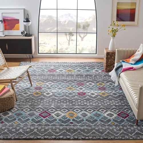 Vista 56 de SAFAVIEH Amsterdam Collection Alfombra Decorativa - 2.3 pies x 4 pies, Negro & Multi, Diseño Marroquí Bohemio, Sin Desprendimiento y Fácil Cuidado