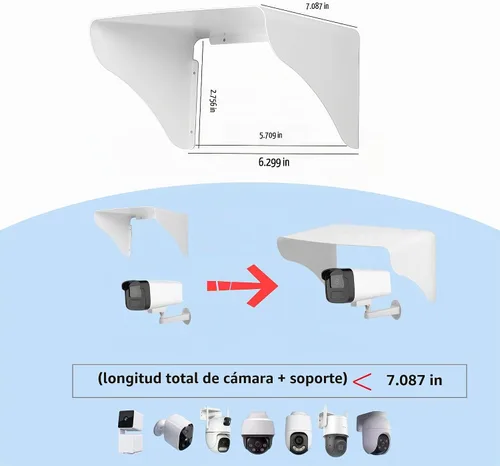 Vista 3 de Protector de lluvia solar para cámara de metal resistente, cubierta protectora universal para lluvia y sol para exteriores, compatible con anillo
