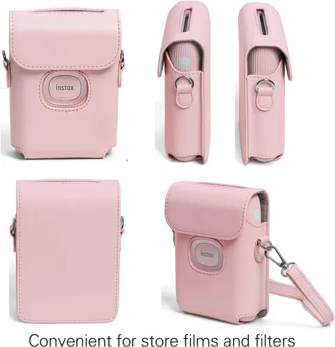 Vista 5 de MIni Link 2 - Funda de piel sintética para impresora Fujifilm Instax Mini Link 2 con correa de hombro ajustable Rosado