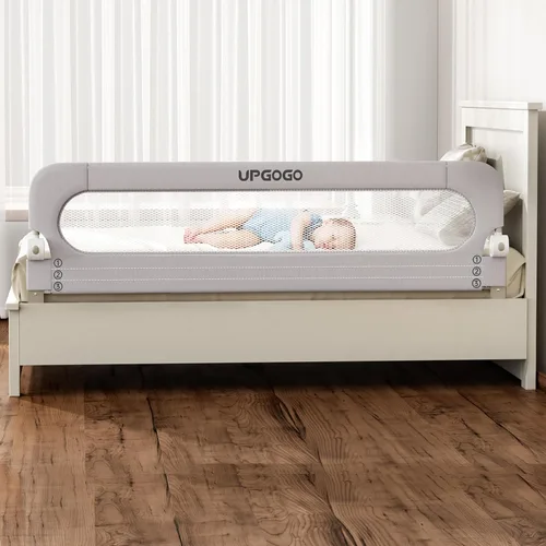 Vista 11 de UPGOGO Barandilla plegable para niños pequeños, gris, 33 pulgadas de largo