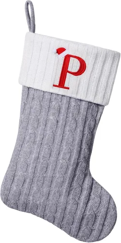 Vista 63 de Medias de Navidad personalizadas de 19 pulgadas con iniciales bordadas, medias de Navidad de punto negro para decoraciones de vacaciones familiares