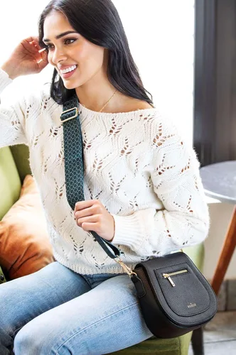 Vista 6 de KEDZIE Camden Classic Mini Messenger - Bolso bandolera de cuero vegano para mujer