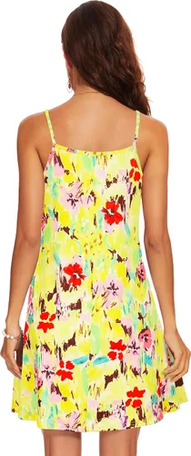 Vista 4 de AM CLOTHES Vestidos casuales de verano para mujer, salida de playa, mini vestido de verano con tirantes delgados, cuello en V y bolsillos