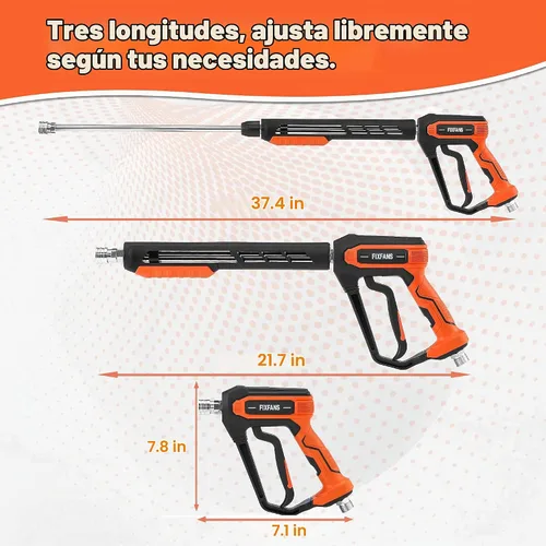Vista 2 de FIXFANS Kit de pistola y manguera de lavado a presión, manguera de lavado