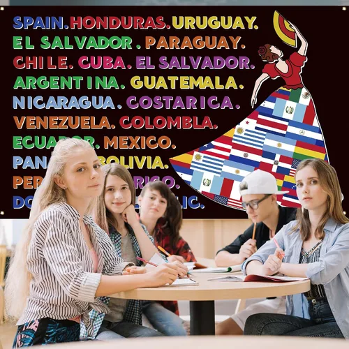 Vista 5 de Decoraciones del mes de la herencia hispana, pancarta latinoamericana, decoraciones para el aula española, decoraciones del mes nacional
