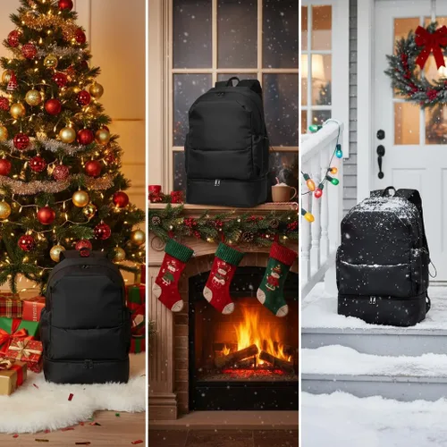 Vista 7 de seyfocnia Mochila de gimnasio para hombres, mochila de viaje impermeable con compartimento para zapatos, bolsa de gimnasio deportiva ligera, mochila