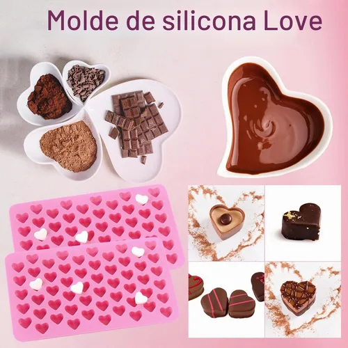 Vista 7 de 2 moldes de silicona con forma de corazón, moldes de gomitas, silicona antiadherente de grado alimenticio, para hornear caramelos de chocolate