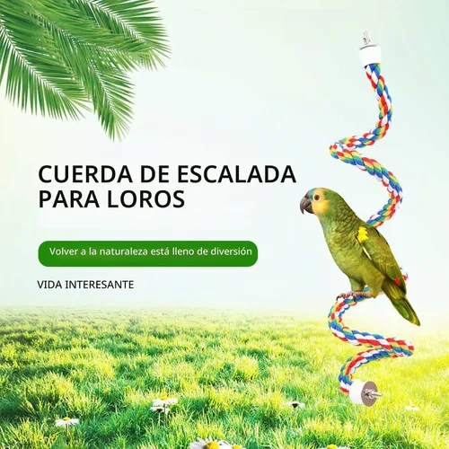 Vista 2 de Perca para pájaros, perca de cuerda para pájaros y percha de cuerda, perchas para pájaros para jaula, perca de cuerda para conures, loros, cacatúa