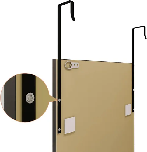 Vista 7 de whitebeach Espejo montado en la pared para colgar en la puerta de cuerpo Negro