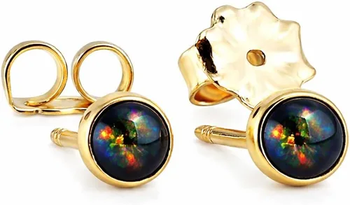 Vista 22 de Juego de aretes pequeños de oro con bisel, bola para cartílago, tragus, hélice, múltiples joyas hipoalergénicas de piedra natal para mujer
