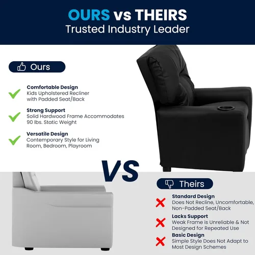 Vista 5 de Flash Furniture Chandler LeatherSoft - Silla reclinable para niños con portavasos y reclinable de seguridad, silla reclinable contemporánea