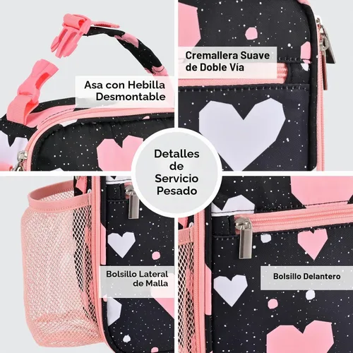 Vista 5 de Fiambrera para niños, loncheras para niños, lonchera para niñas, lonchera para la escuela