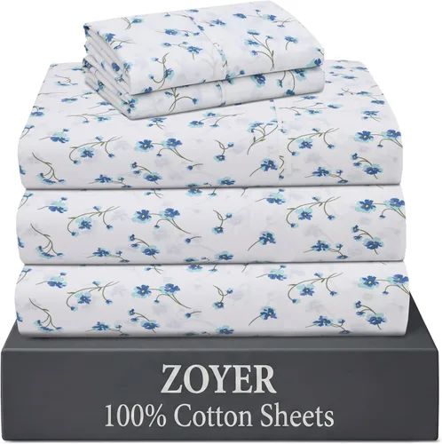 Vista 48 de ZOYER Sábanas de 100 % algodón percal tamaño individual, refrescantes y transpirables, duraderas, con una sensación nítida, suave y cómoda, bolsillo