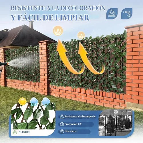 Vista 3 de ECOOPTS Pantalla de valla de privacidad de hojas de hiedra sintética expandible, panel de cercado decorativo elástico para balcón, patio, exterior